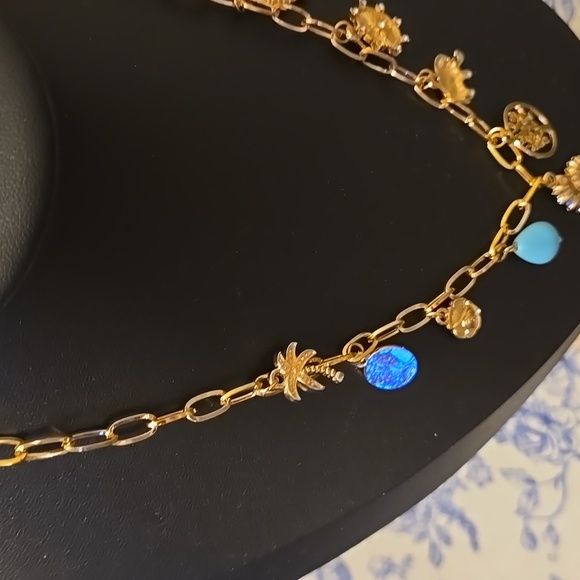 Zara Gold Necklace with Blue and Silver Charms - Picture 3 of 8